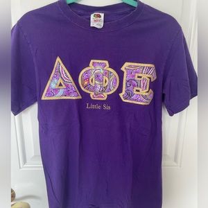 DPHIE sorority Tshirt Purple Letters